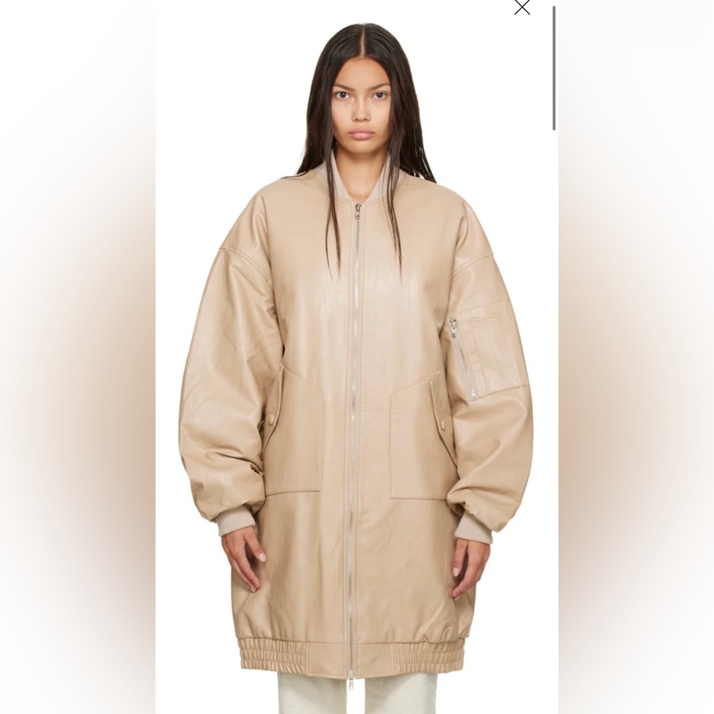 THE FRANKIE SHOP - NEW Beige Jesse Faux-Leather Jacket Size M/L